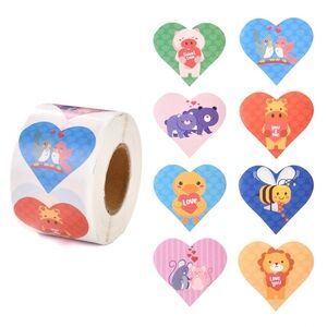 Heart and Animal Patterned Decorative Stickers, Labels, Decals #4